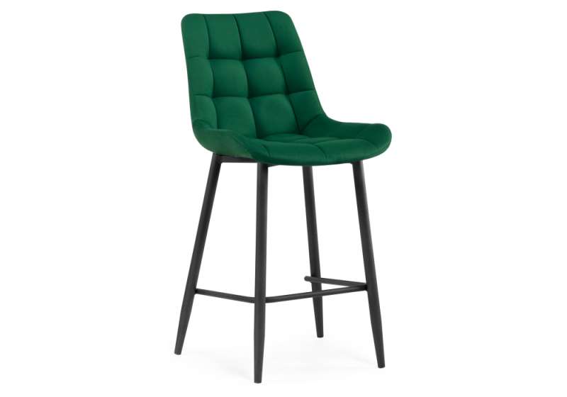 Барный стул Алст велюр зеленый / черный (50x58x99). 