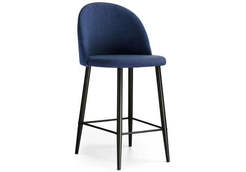 Барный стул Амизуре темно-синий / черный матовый (48x53x95). 