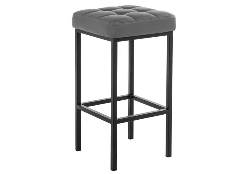 Барный стул Лофт кожзам темно-серый / черный матовый (35x35x65). 