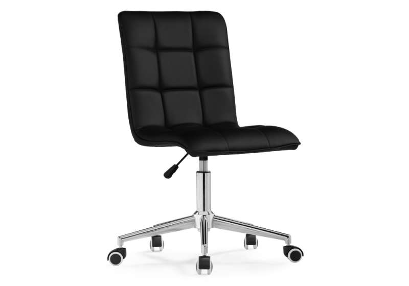 Офисное кресло Квадро экокожа чёрная / хром (42x57x86). 