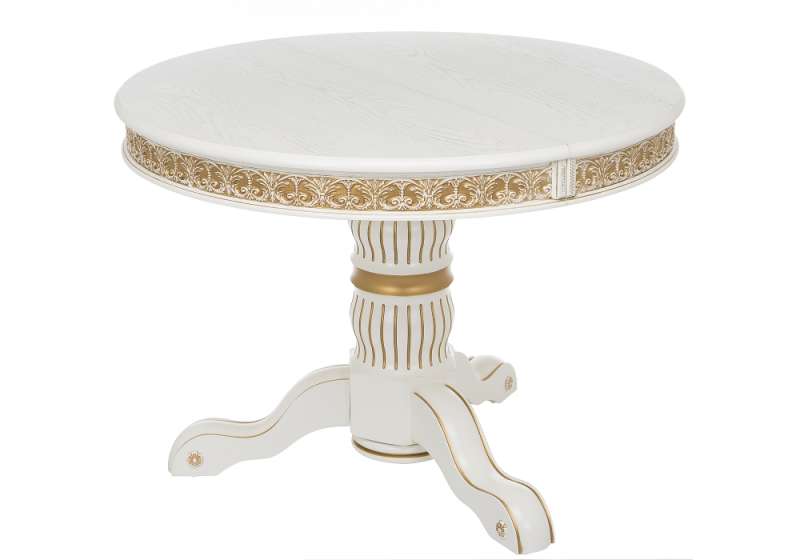 Обеденный стол Лорд молочный с золотой патиной (110x79). 