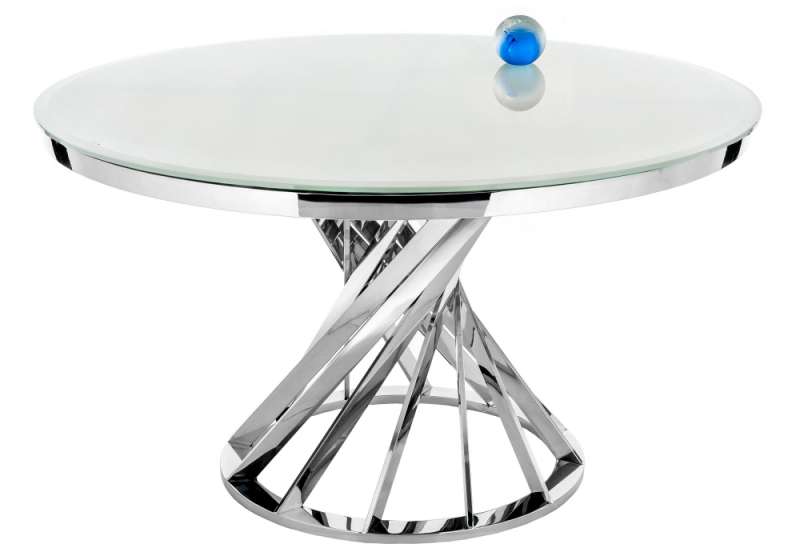 Стол стеклянный Twist steel / white    (130x74). 