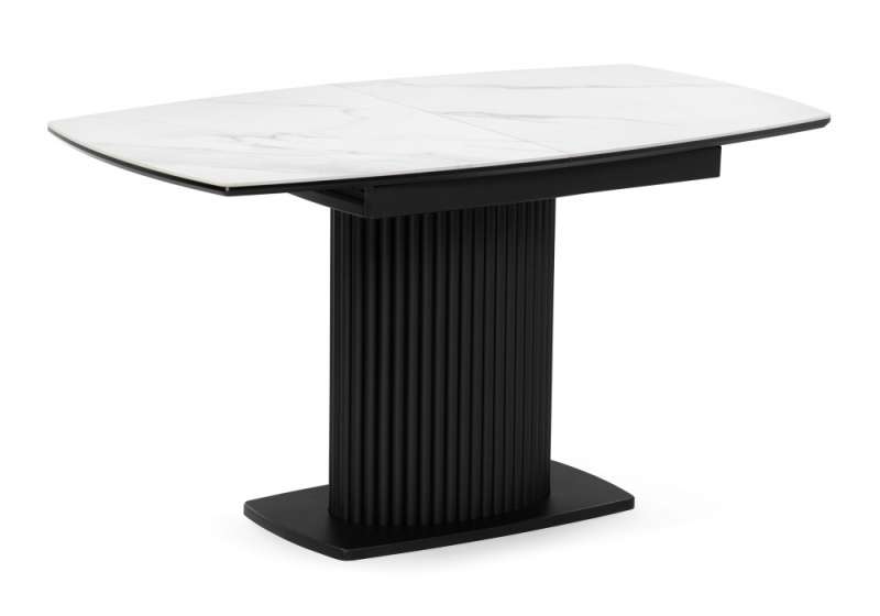 Керамический стол Фестер 160(205)х90х76 белый мрамор / черный (90x76). 