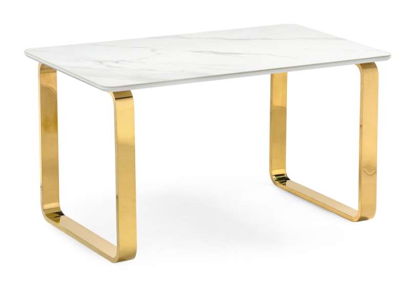 Керамический стол Селена 4 160х90х77 белый мрамор / золото (90x77). 