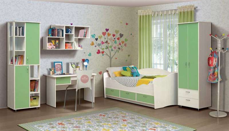 Модульное решение для детской комнаты - 1.  Тип фасада: ; Цвет корпуса: ; Поверхность: ; Расположение: ; Цвет фасада: ; Стиль: ; Материал фасадa: ;