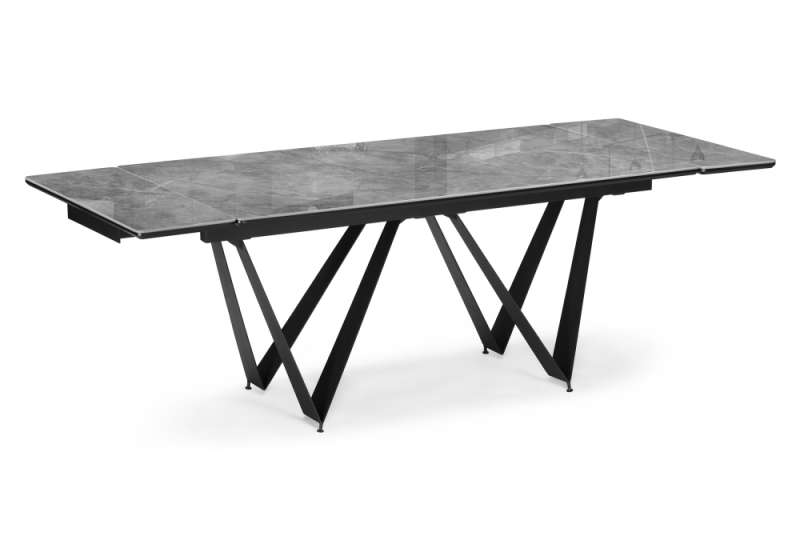 Керамический стол Марвин 160(220)х90х76 серый глняец / черный (90x76). 