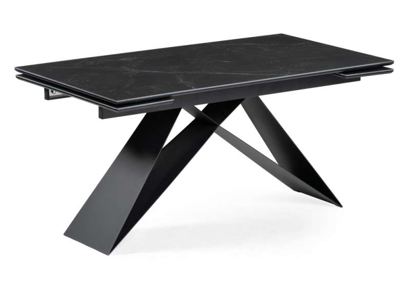 Керамический стол Ноттингем 160(220)х90х77 черный мрамор / черный (90x77). 