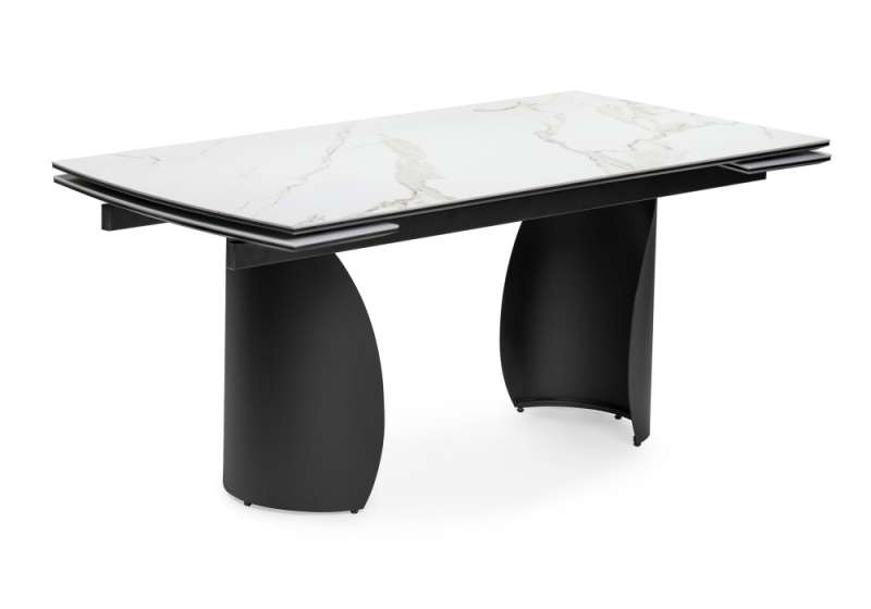 Керамический стол Готланд 180(240)х90х79 белый мрамор  / черный (90x79). 