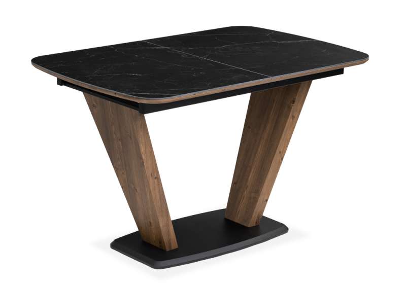 Керамический стол Петир 120(160)х80х75 черный мрамор / орех / черный (80x75). 