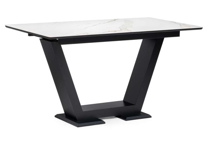 Керамический стол Иматра 140х80х76 белый мрамор / черный (80x76). 