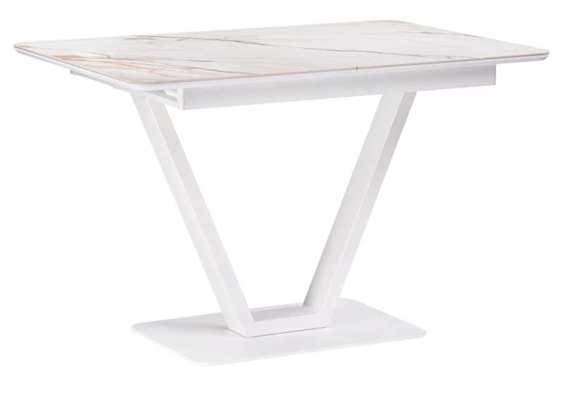 Керамический стол Бугун 120х80х77 белый мрамор с прожилками / белый (80x77). 