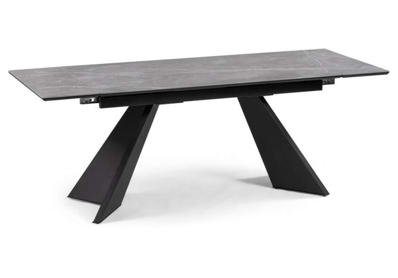 Керамический стол Ливи 140х80х78 серый мрамор / черный (80x78). 