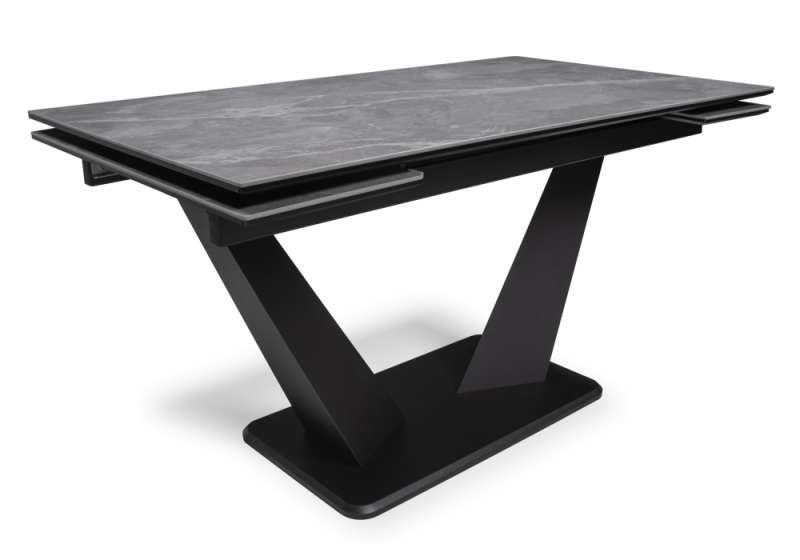 Керамический стол Кели 140(200)х80х76 серый мрамор / черный (80x76). 