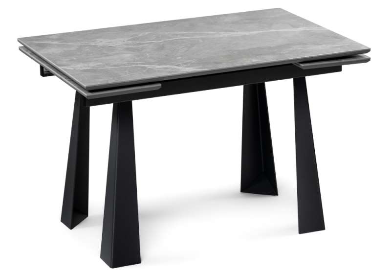 Обеденный стол Бэйнбрук 120(180)х80х76 серый мрамор / графит (80x76). 