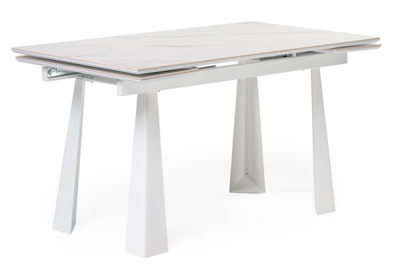 Обеденный стол Бэйнбрук 140(200)х80х76 белый мрамор / белый (80x76). 